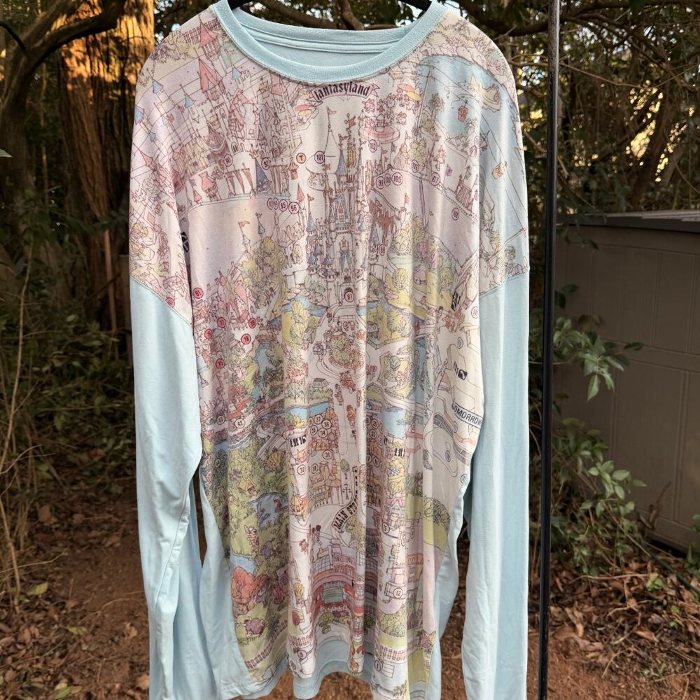 Disney Parks Vault Collection Fantasyland Map Long Sleeve Tee XXL